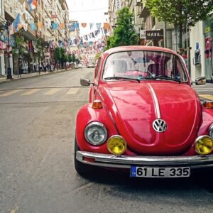automotive, volkswagen beetle, car, city, classic, classic car, old car, pavement, red car, parked car, road, car wallpapers, sidewalk, street, vehicle, city street, vintage, volkswagen, vw beetle